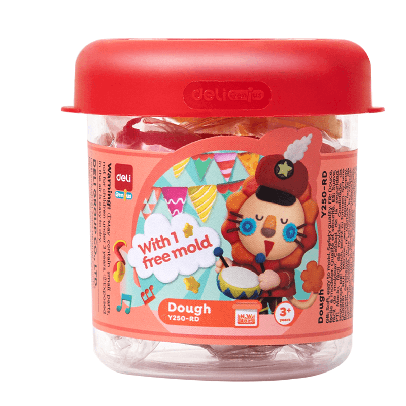 Deli Masa za modeliranje sa jednim šablonom, suši se na vazduhu, 113g, Crvena