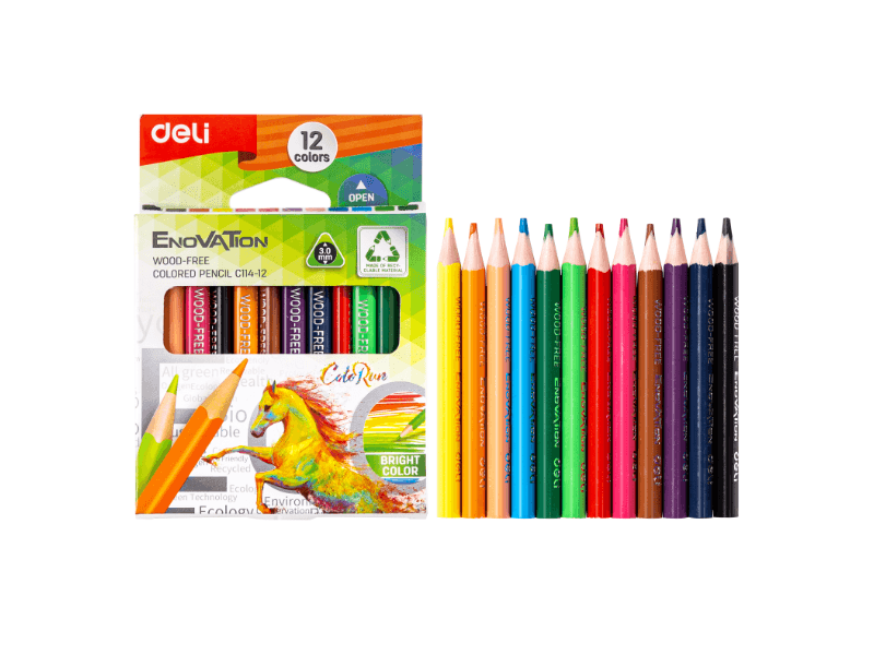 DELI Kratke drvene bojice Enovation EC114-12, 12 komada