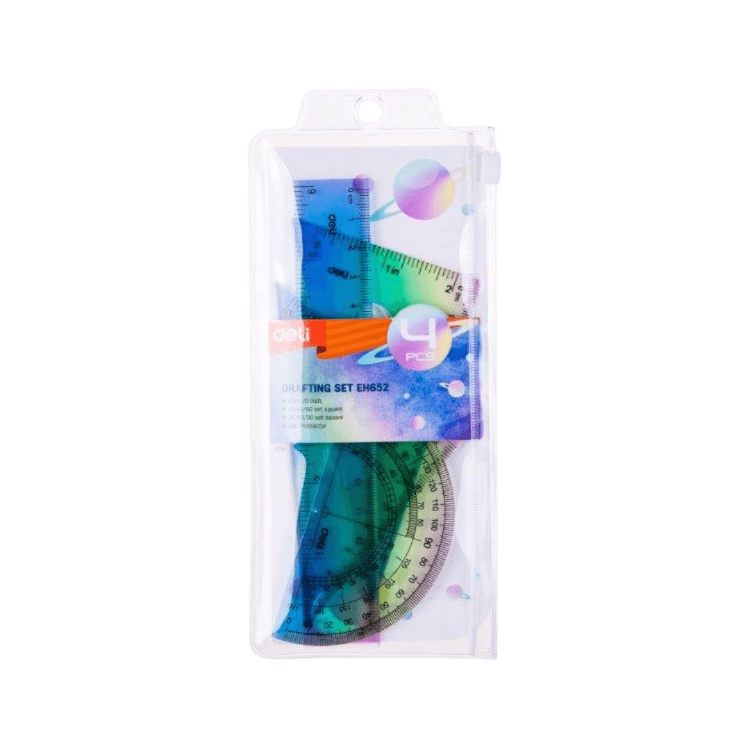 DELI set geometrijskih ravnala EH652, 4 dijela