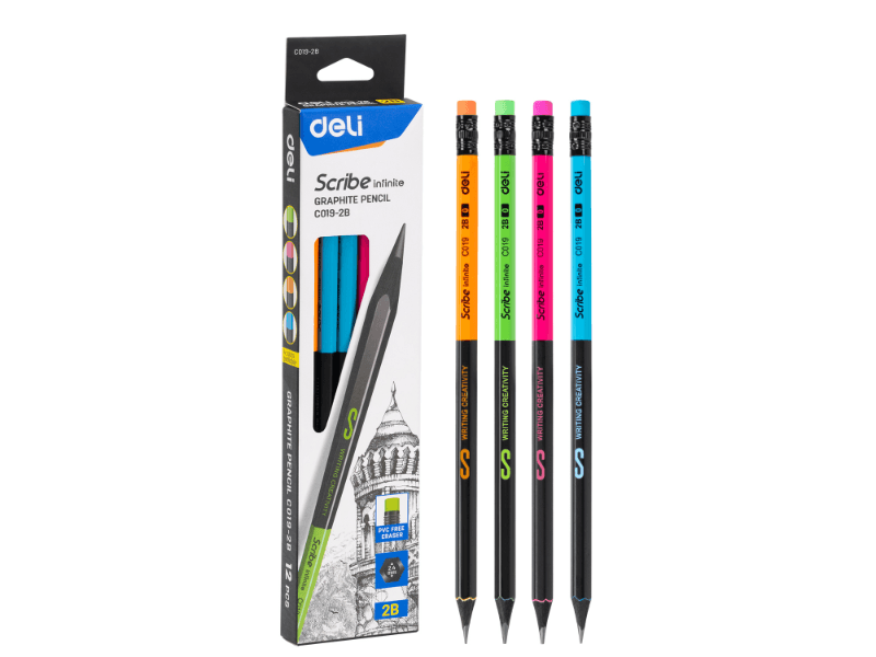 DELI Grafitne olovke sa ojačanom jezgrom Scribe EC019-2B, 2B, 12 komada