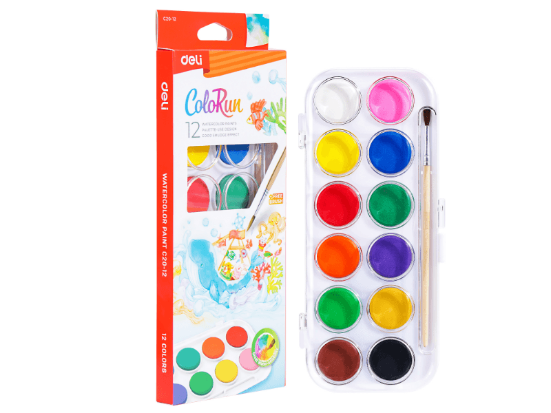 DELI vodene boje Colorun EC20-12, 12 nijansi