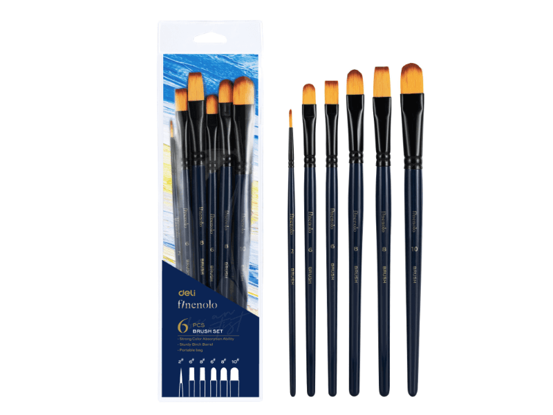 DELI Set četkica za slikanje akrilnim bojama EC278, 6 dijelova, Teget