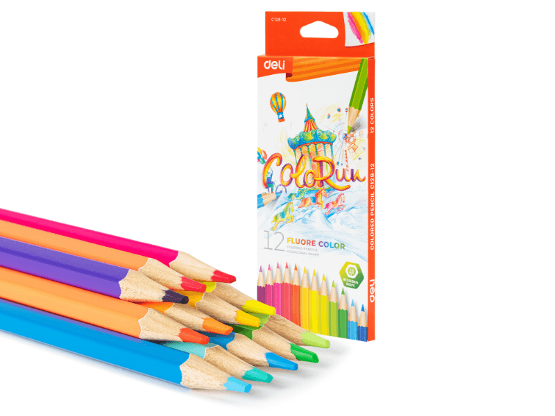 DELI Drvene bojice neonske Colorun EC128-12, 12 komada