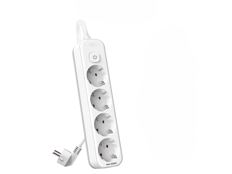 DELI produžni kabel ET434, 4 utičnice, 1,8 m, bijeli