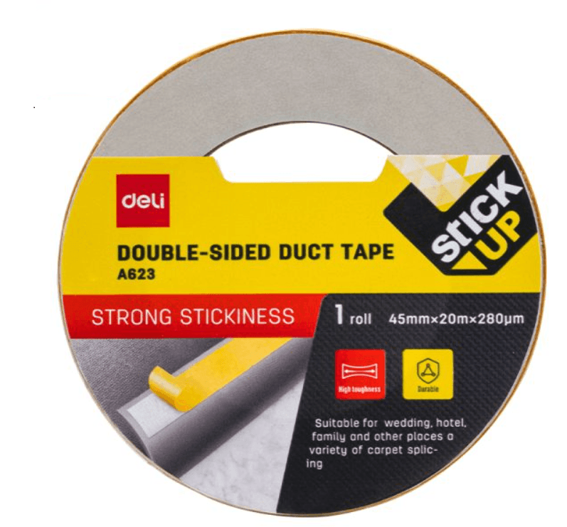 DELI Dvostrano ljepljiva traka Duct EA623, 45 mm x 20 m, 280 mic, žuta