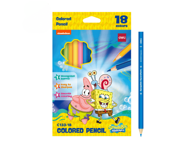 Deli set drvenih bojica SpongeBob EC133-18, 18 dijelova