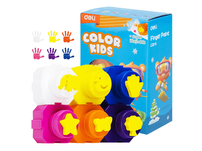 DELI Boje za prste sa šablonima EC21-6, 6x18 ml