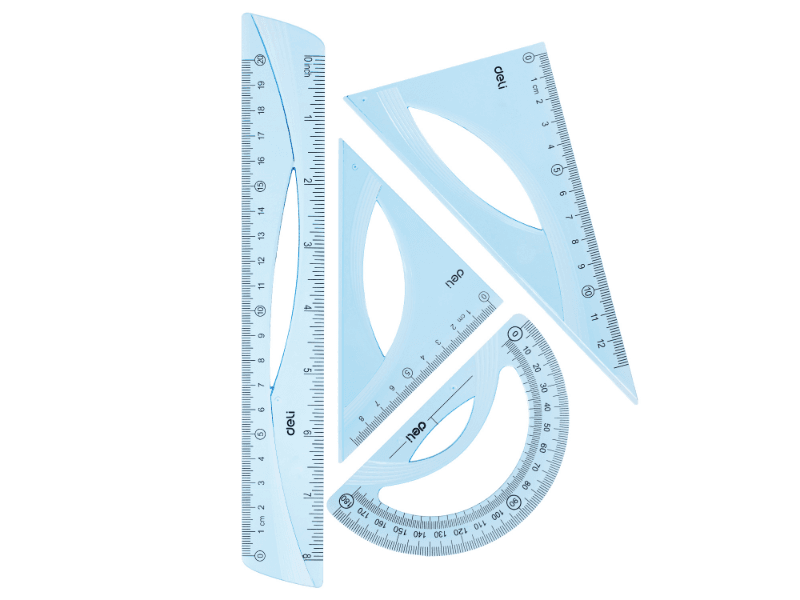 DELI Set geometrijskih ravnala Woove EH12, 20 cm, plava