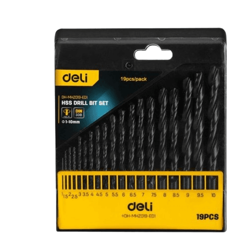 DELI set svrdla HSS EDH-MHZ019-ED1, Za čelik, 1,0 - 10,0 mm, 19 dijelova