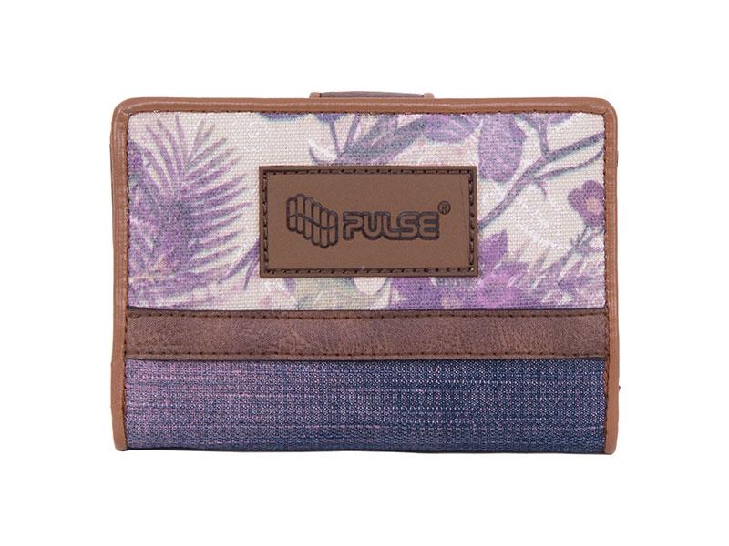 PULSE novčanik farmerke s cvjetnim uzorkom, tamnosmeđe
