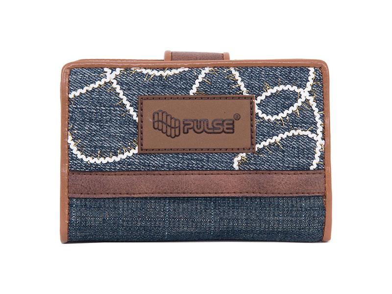 PULSE novčanik farmerke s cvjetnim uzorkom, tamnosmeđe