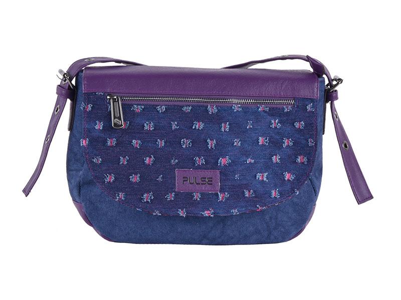 PULSE Trieste Flower Jeans torba za rame, tamnoplava - ljubičasta