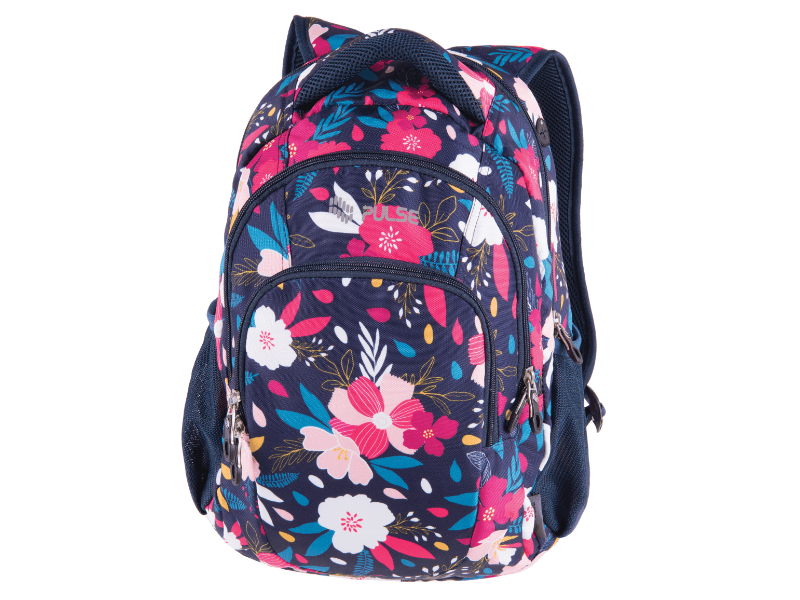 PULSE Školski ruksak za djevojčice TEENS FLOWERS tamnoplavi
