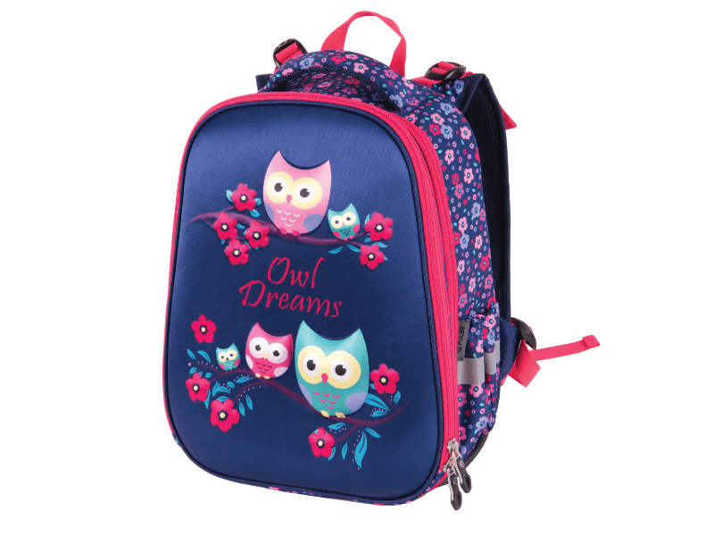 PULSE Školski ruksak za djevojčice ANATOMIC CUBE OWL DREAMS tamno roze