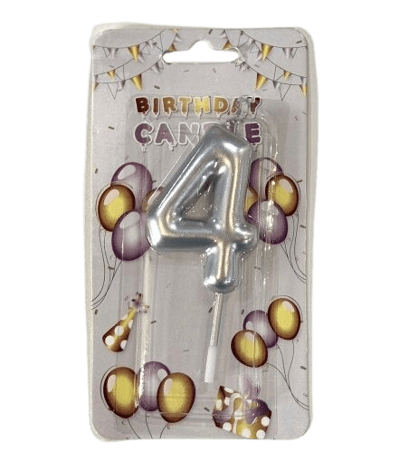 Rođendanska svijećica, Broj 4, Srebrna boja