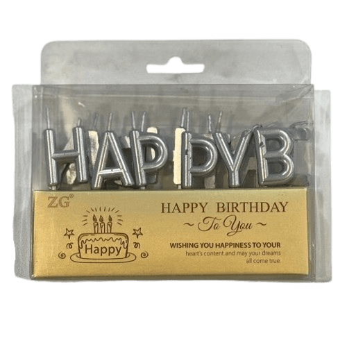 Set rođendanskih svijećica Happy Birthday, Srebrna boja