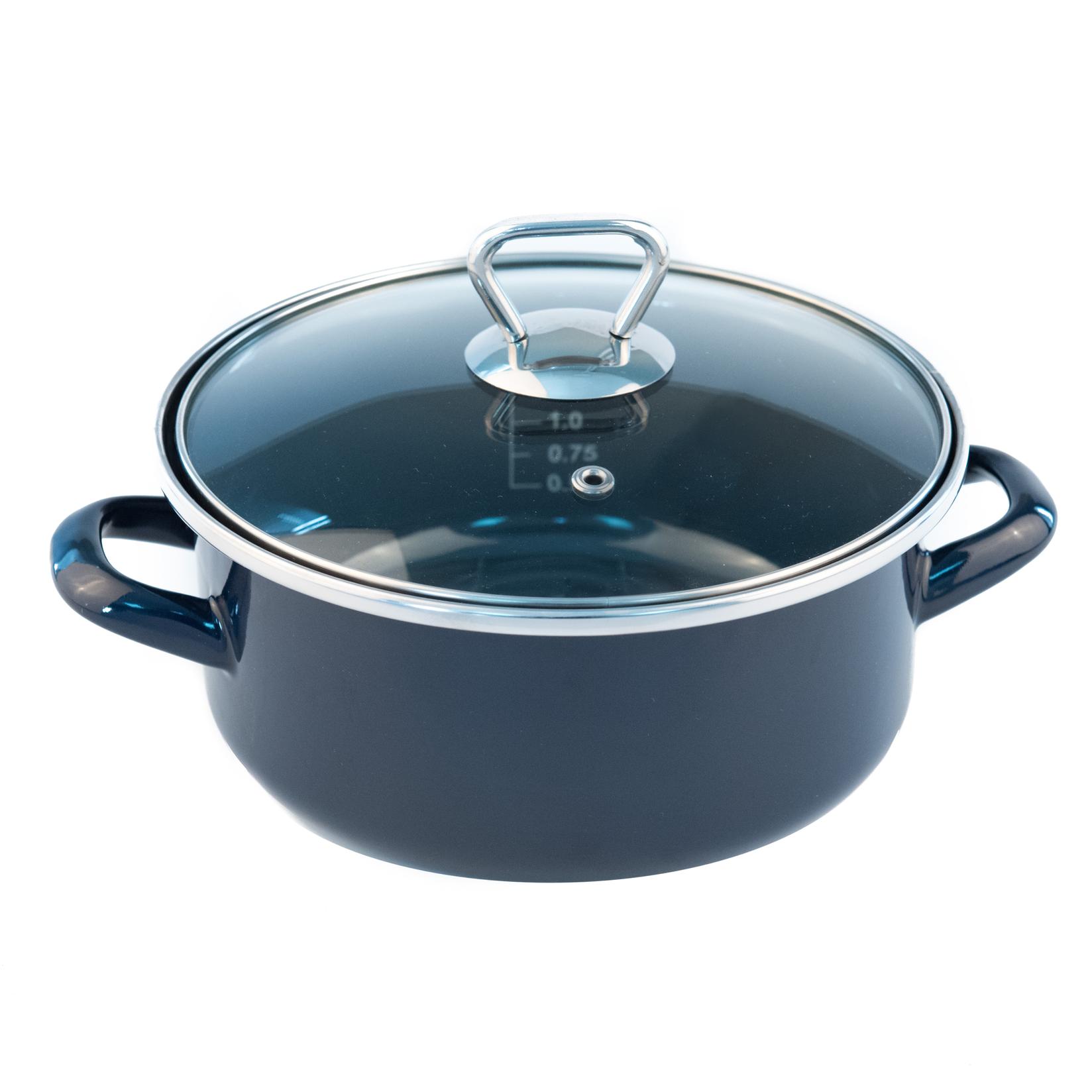 FACKELMANN Sherpa + stakleni poklopac, 18cm Emajl, 1.75l, Plava