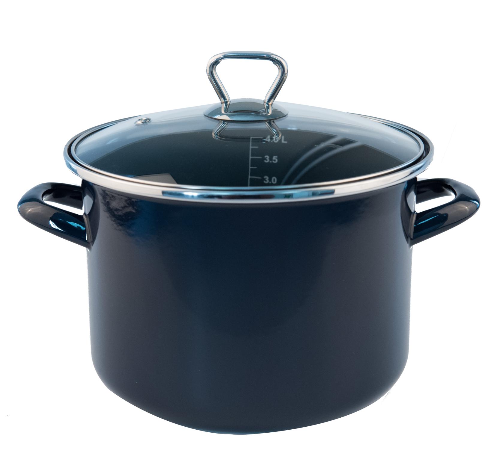 FACKELMANN Lonac sa staklenim poklopcem 20 cm emajl 4 l, plava