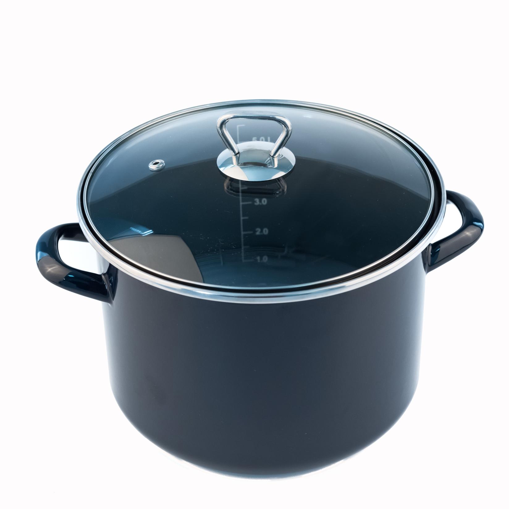 FACKELMANN Lonac sa staklenim poklopcem 22 cm, emajlirani 5,5 l, plavi