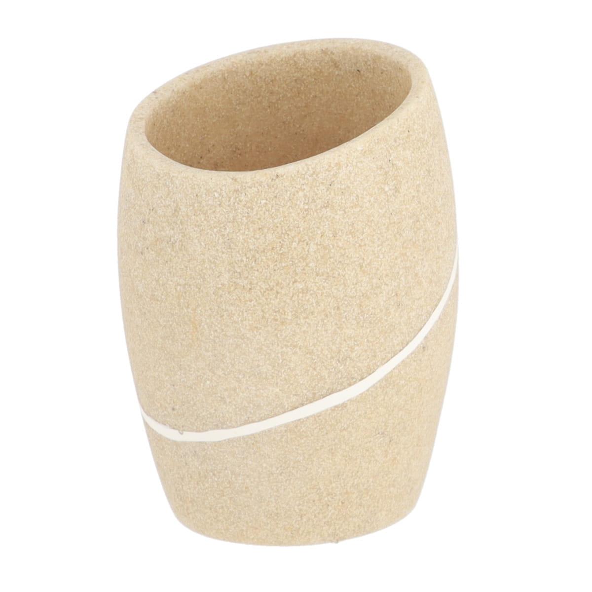 TENDANCE Staklo za četke s efektom kamena 9,8x7,2x6,5 cm poliresin, bež