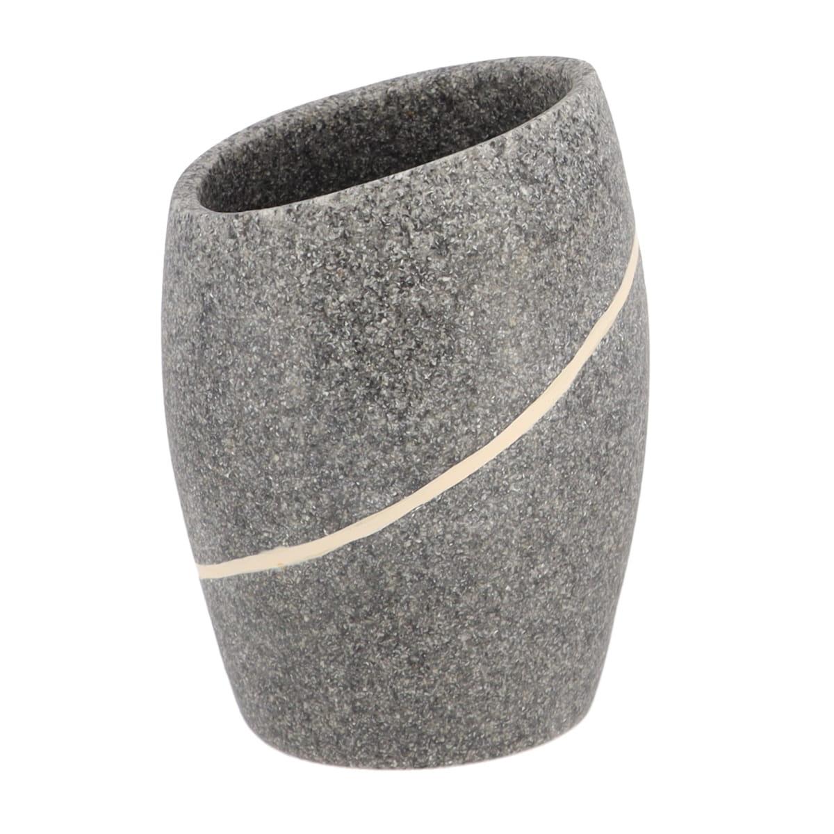 TENDANCE Staklo za četke s efektom kamena 9,8x7,2x6,5 cm poliresin, sivo
