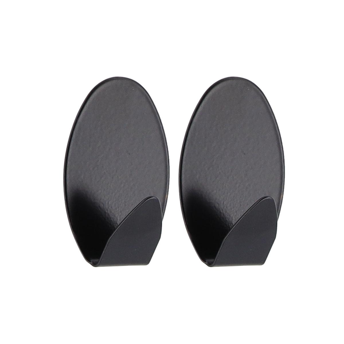 TENDANCE Set od 2 ovalne kuke 3m 3,5 x 2 x 5,2 metalne, crne