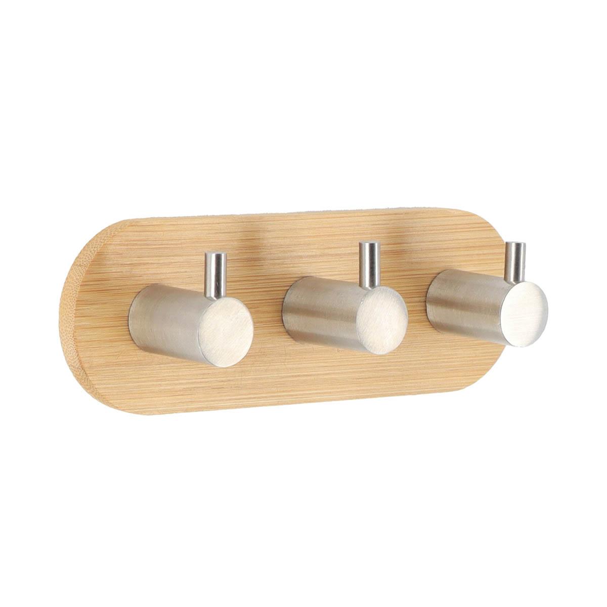 TENDANCE Chiviluk sa 3 kuke 3m 3,5x13,5x3,5 bambus metal, srebrna