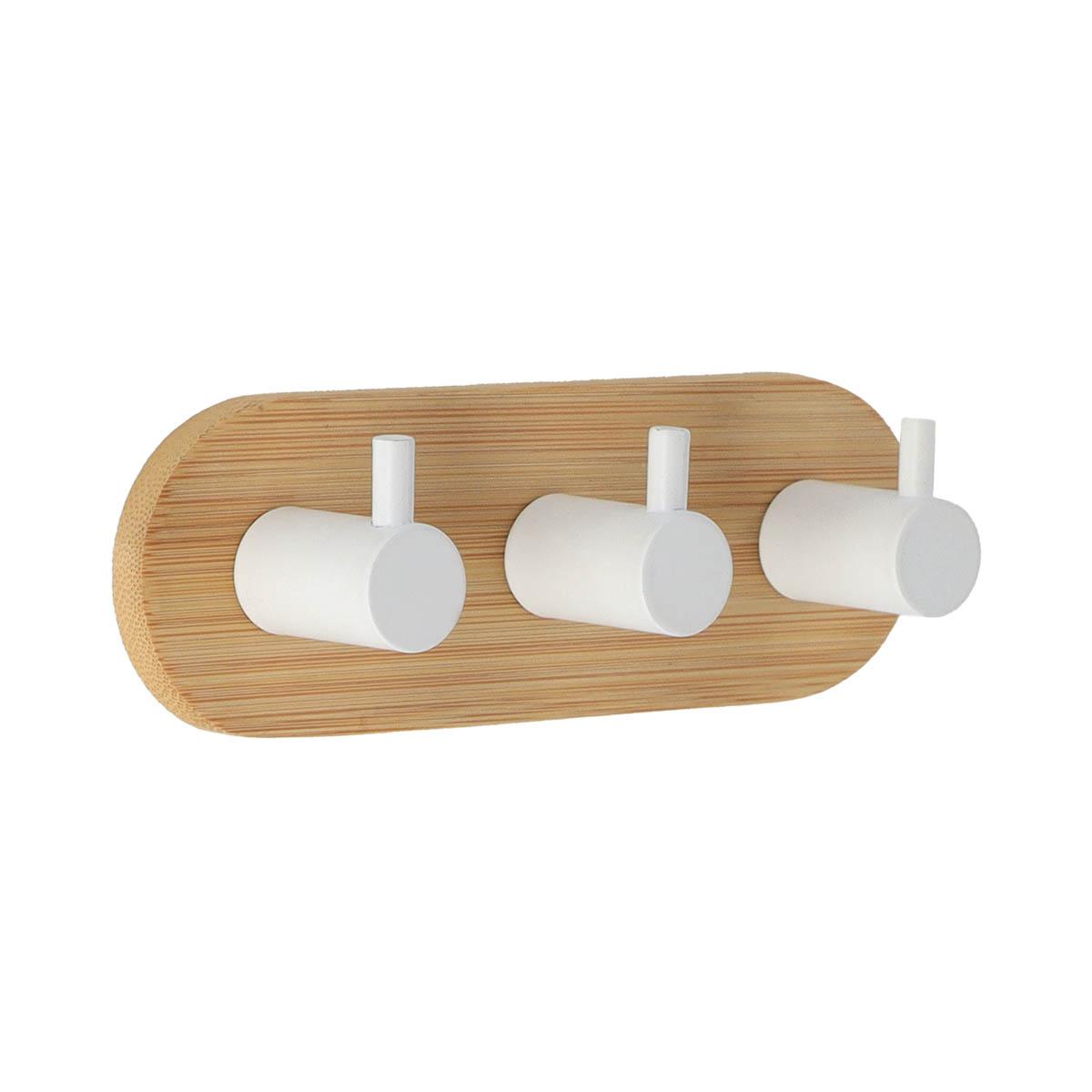 TENDANCE Chiviluk sa 3 kuke 3m 3,5x13,5x3,5 bambus metal, bijela