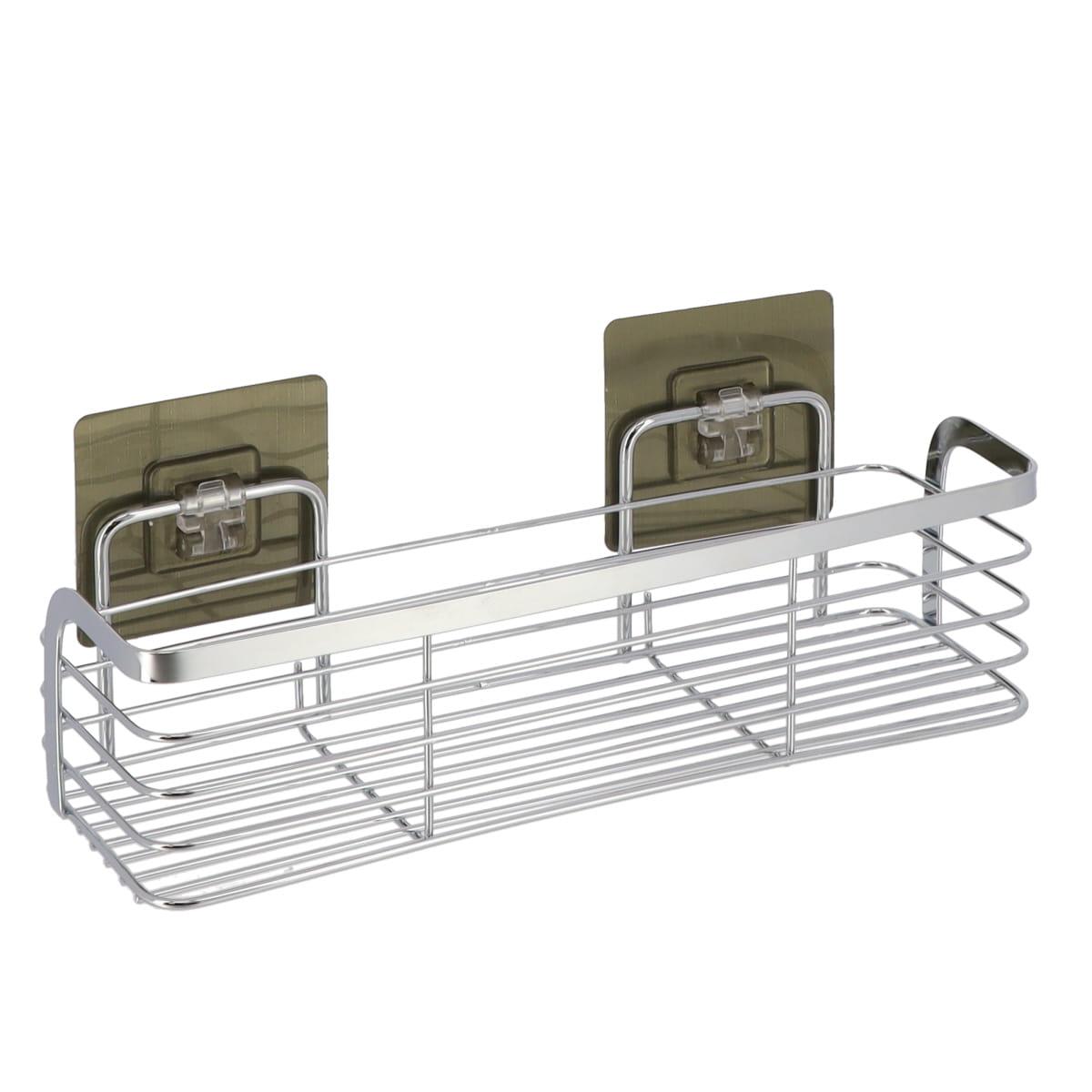 TENDANCE Žičana pravokutna polica 11x29,2x12,2 cm za lijepljenje, srebrna