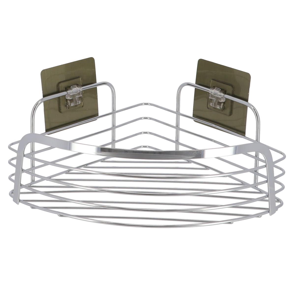 TENDANCE Žičana ugaona polica 22,5x22,5x14cm za lijepljenje, srebrna