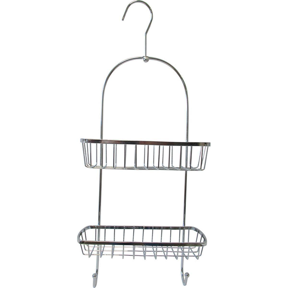 TENDANCE Viseća dvostruka polica za tuširanje 22,5x10x55 cm metalna, srebrna