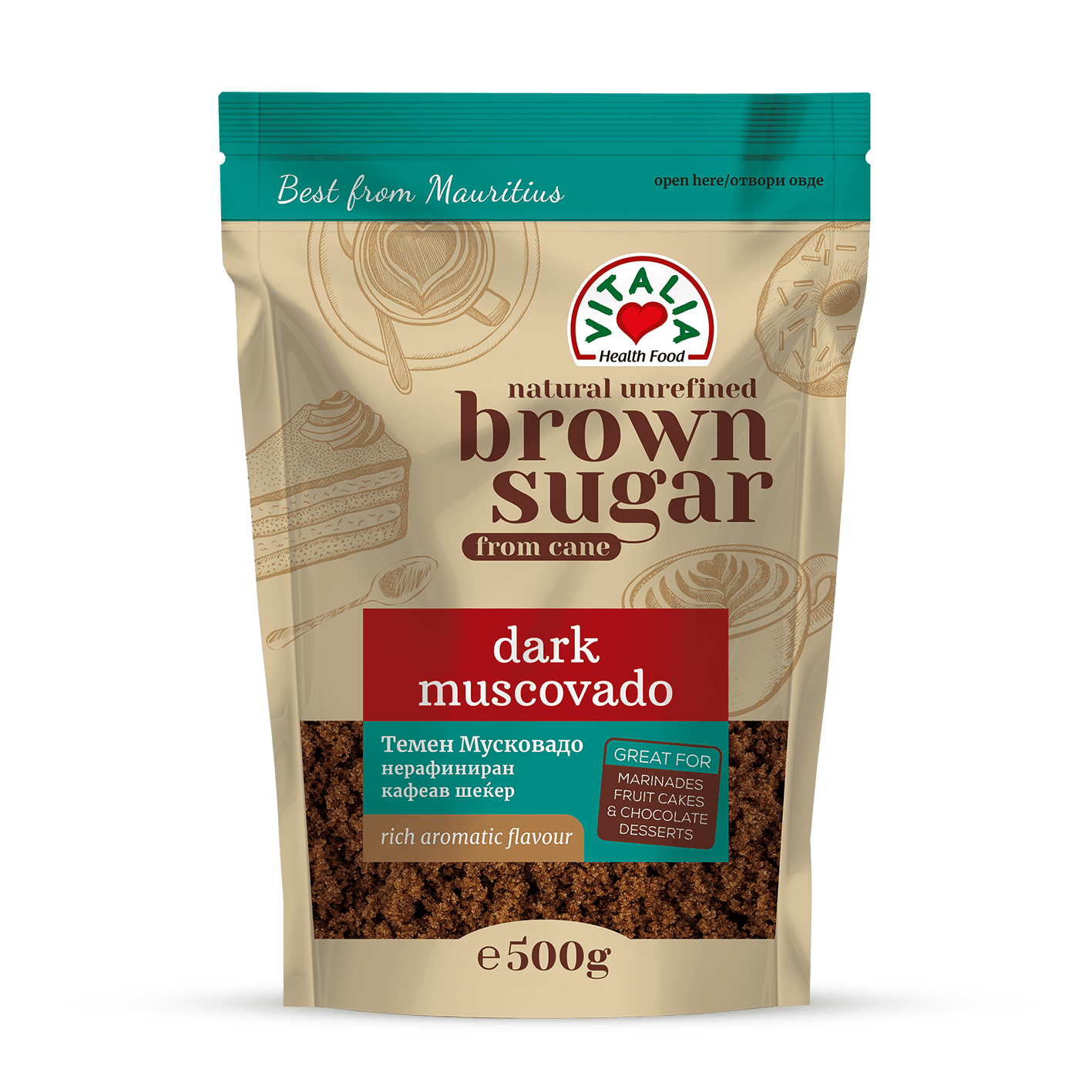 Vitalia Tamni muscovado Nerafinirani tamnosmeđi šećer, 500g