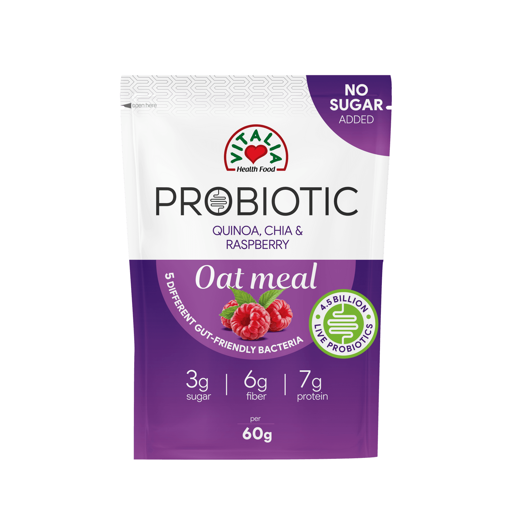 Vitalia Probiotička zobena kaša, kvinoja, malina i chia, 60g