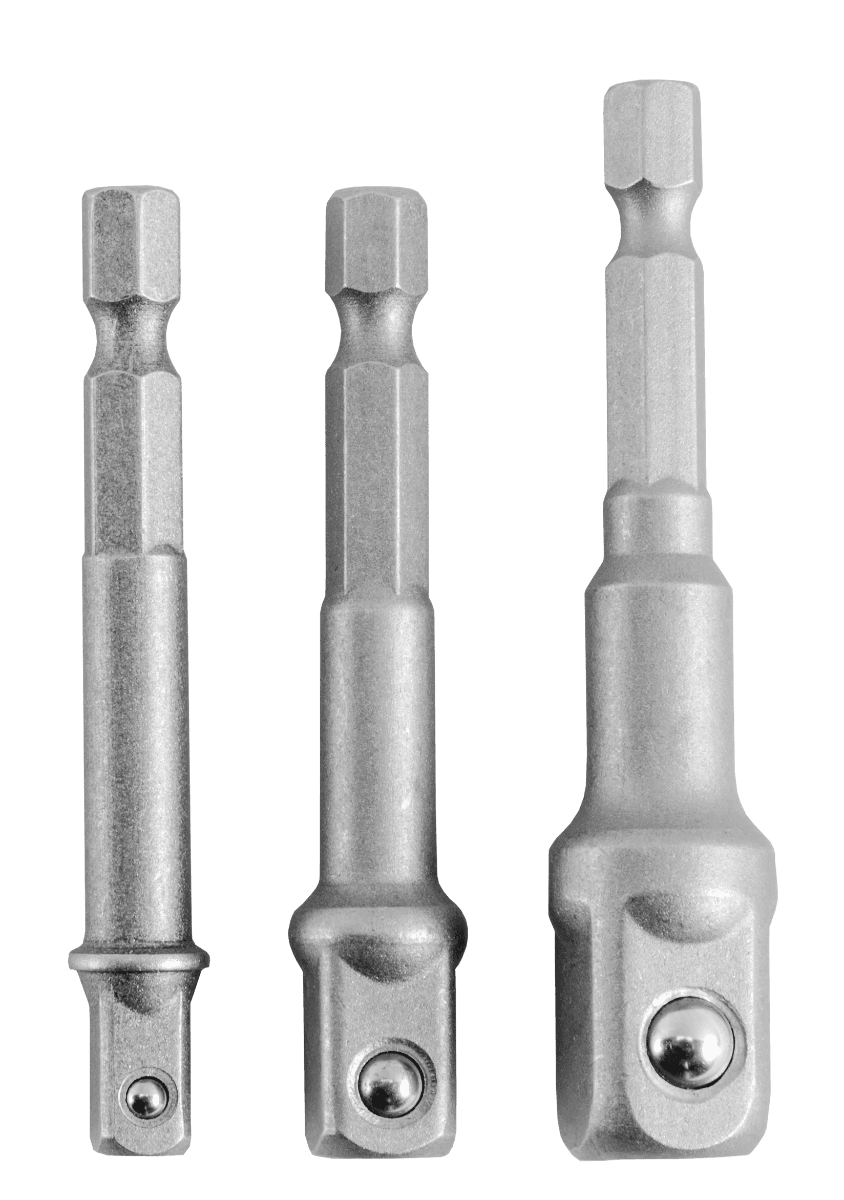 PRAKTIK Set adaptera 1/4 x 65 mm 3/8 x 65 mm 1/2 x 75 mm P115