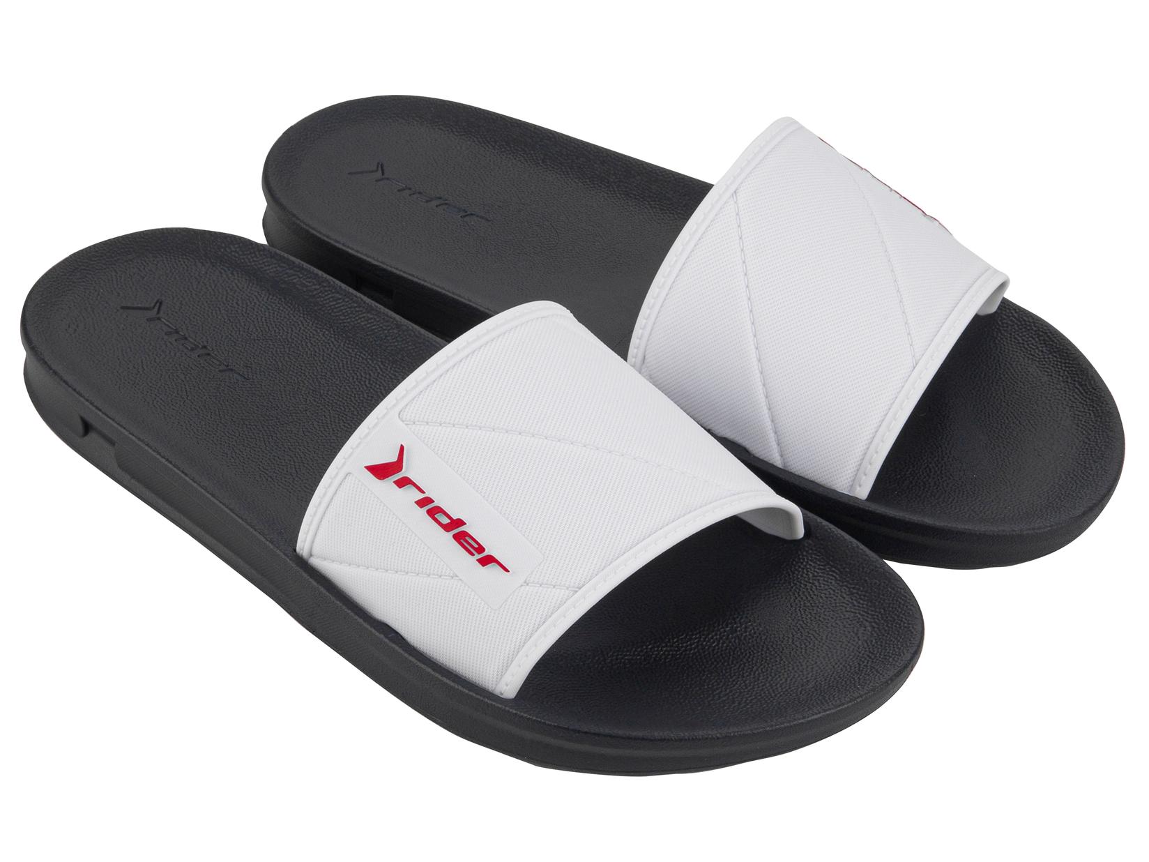 Muške papuče Rider 11578-AR409, Street Slide reklama, crno-bijele