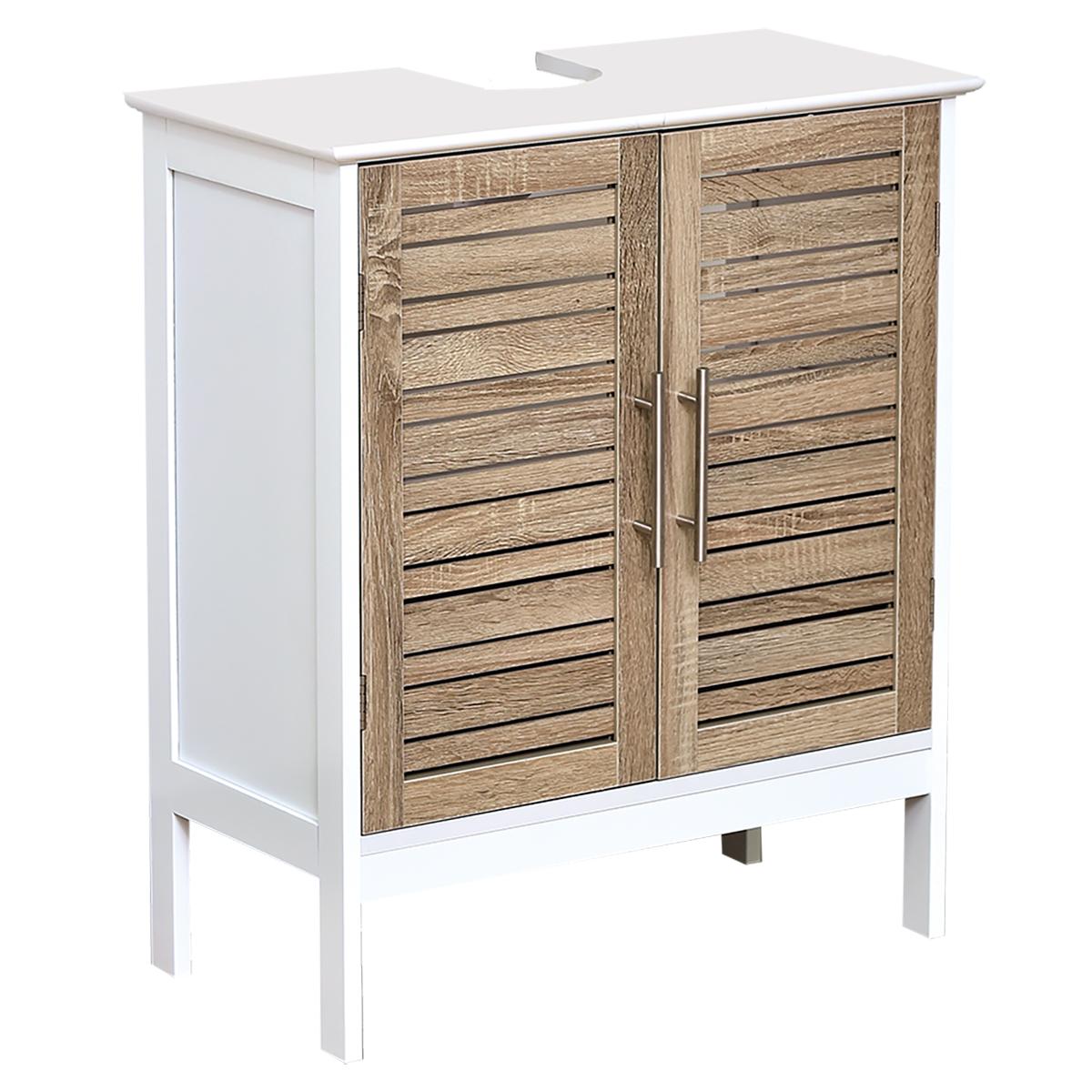 TENDANCE Kupaonski ormarić s 2 vrata i policom Stockhlom 60x30x70cm mdf, bambus-bijela