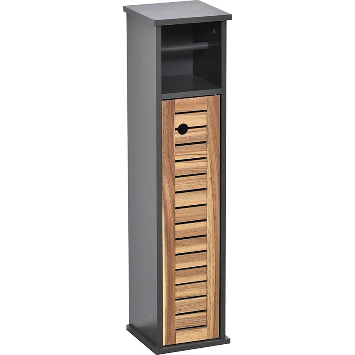 Držač za toaletni papir TENDANCE od akacije sa prostorom za odlaganje 18x18x75 mdf