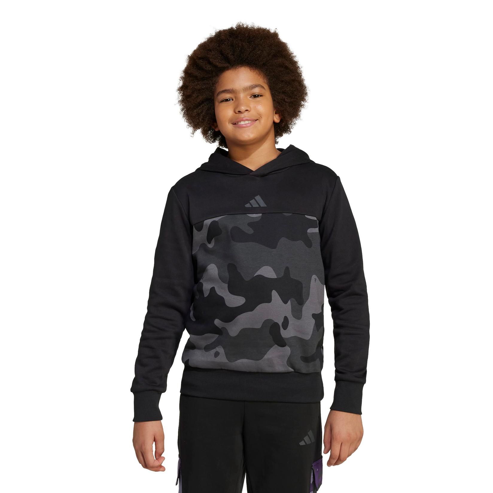 Adidas Boys Hoodie J Camo Fl Hd, JN2220, crno-siva