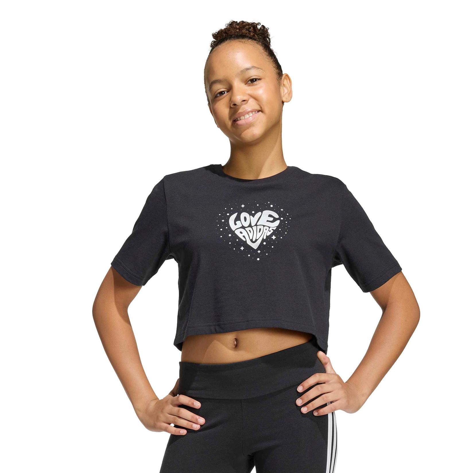 Adidas djevojačka majica Jg Glam T KG9226, kratki rukav, crna