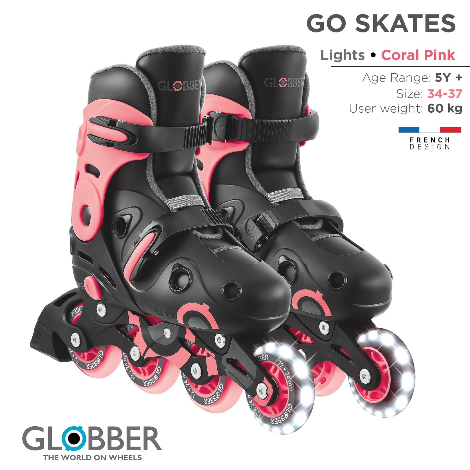 Globber roleri GO SKATES LIGHTS koraljno roze, br. 34-37