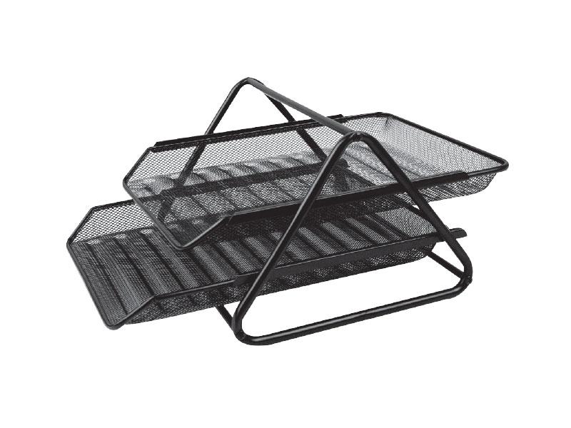 DELI Žičana polica s dva pretinca za odlaganje dokumenata, crna