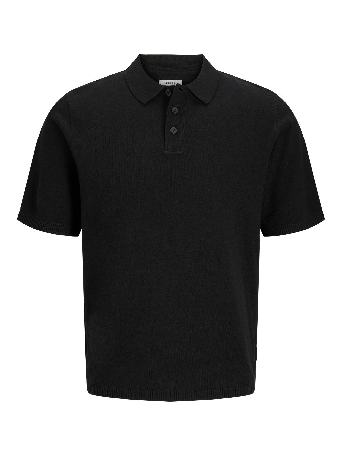 JJ REBEL Muška majica JREBCALLUM KNIT POLO SS SN, Crna