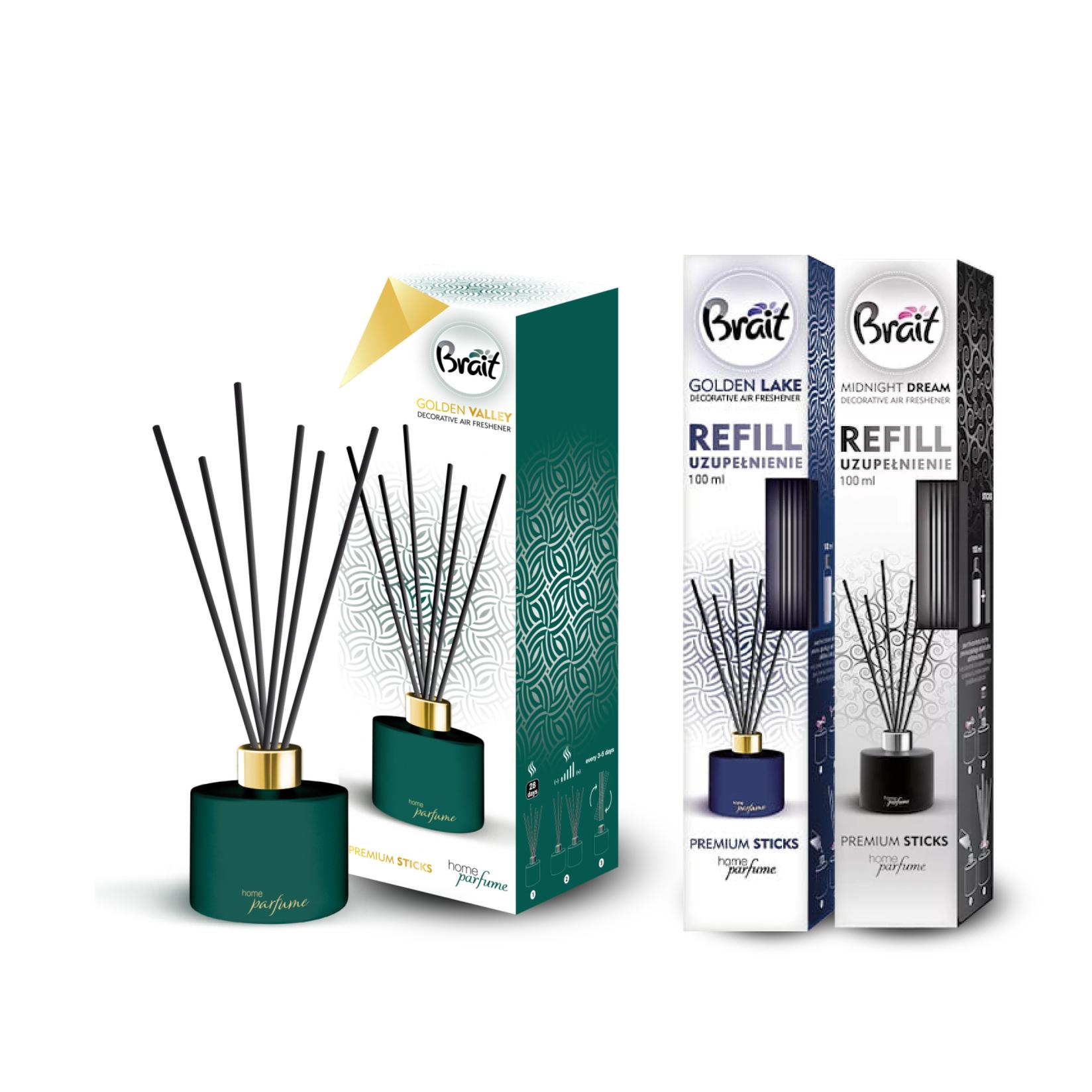 Brait Premium mirisni štapići – Golden Valley + Refil Golden Lake + Refil Midnight Dream (3x100ml)