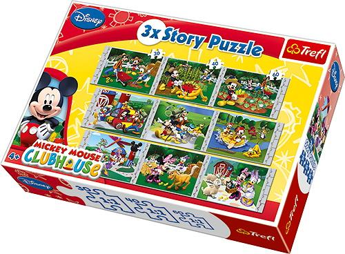 TREFL Puzzle 3 X Priča 30,40,60 Mickey Mouse