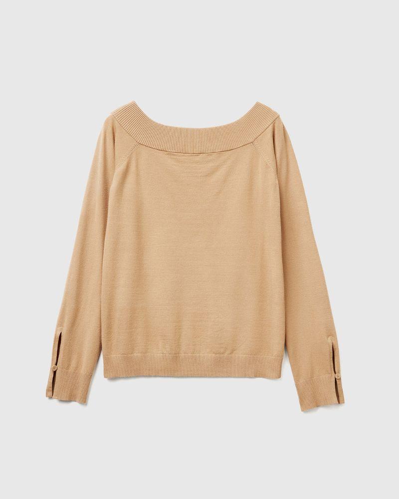 Benetton Ženski džemper 1W2AD10E0-193-S, Krem