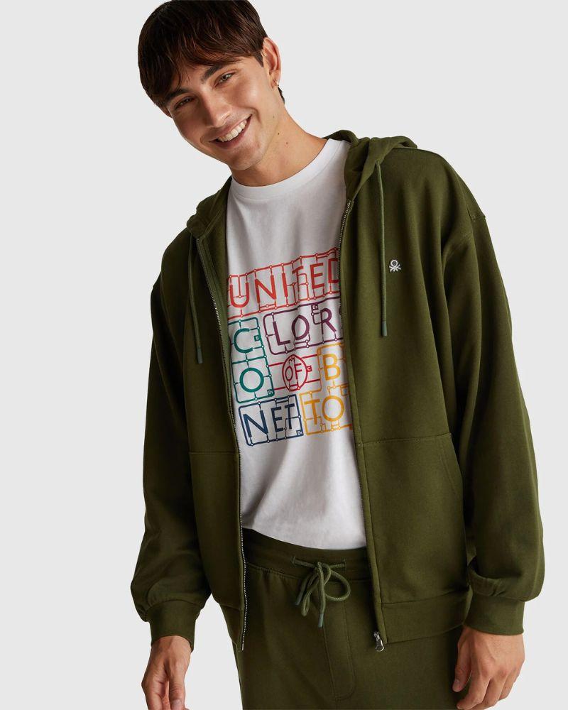 Benetton Muška dukserica 342ZU500P-35Y-XL, Kaki