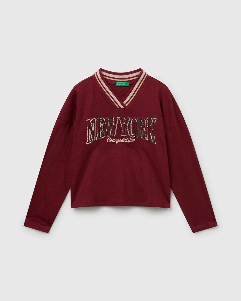 Benetton Majica za djevojčice 3I1XC400EG-236-L, Bordo