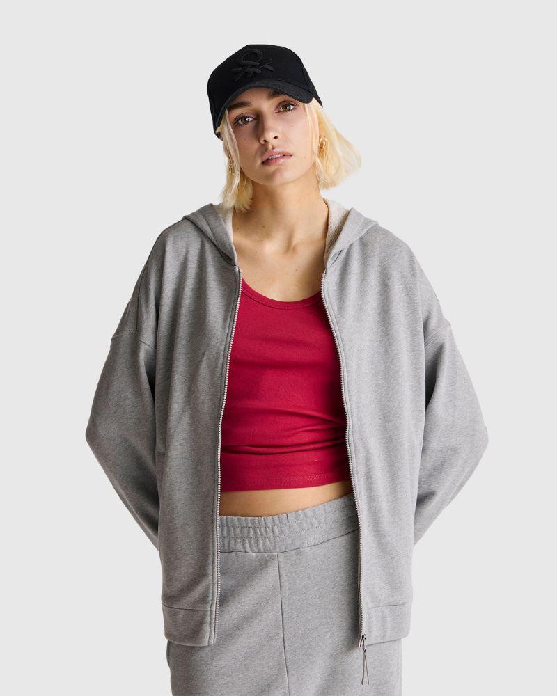 Benetton Ženska dukserica 3UNID500R-501-L, Siva