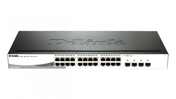 D-LINK PoE preklopnik 24-portni pametni upravljani 4xSFP DGS-1210-24P crni