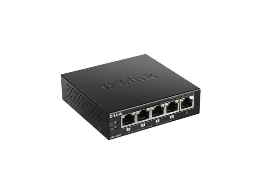 D-LINK Switch PoE 4-portni DGS-1005P/E crni